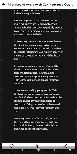 car insurance quotes Screen 3