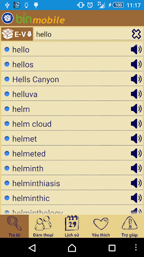 Android application English Vietnamese Dictionary screenshort