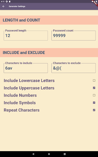 Screenshot of Secure Password Generator