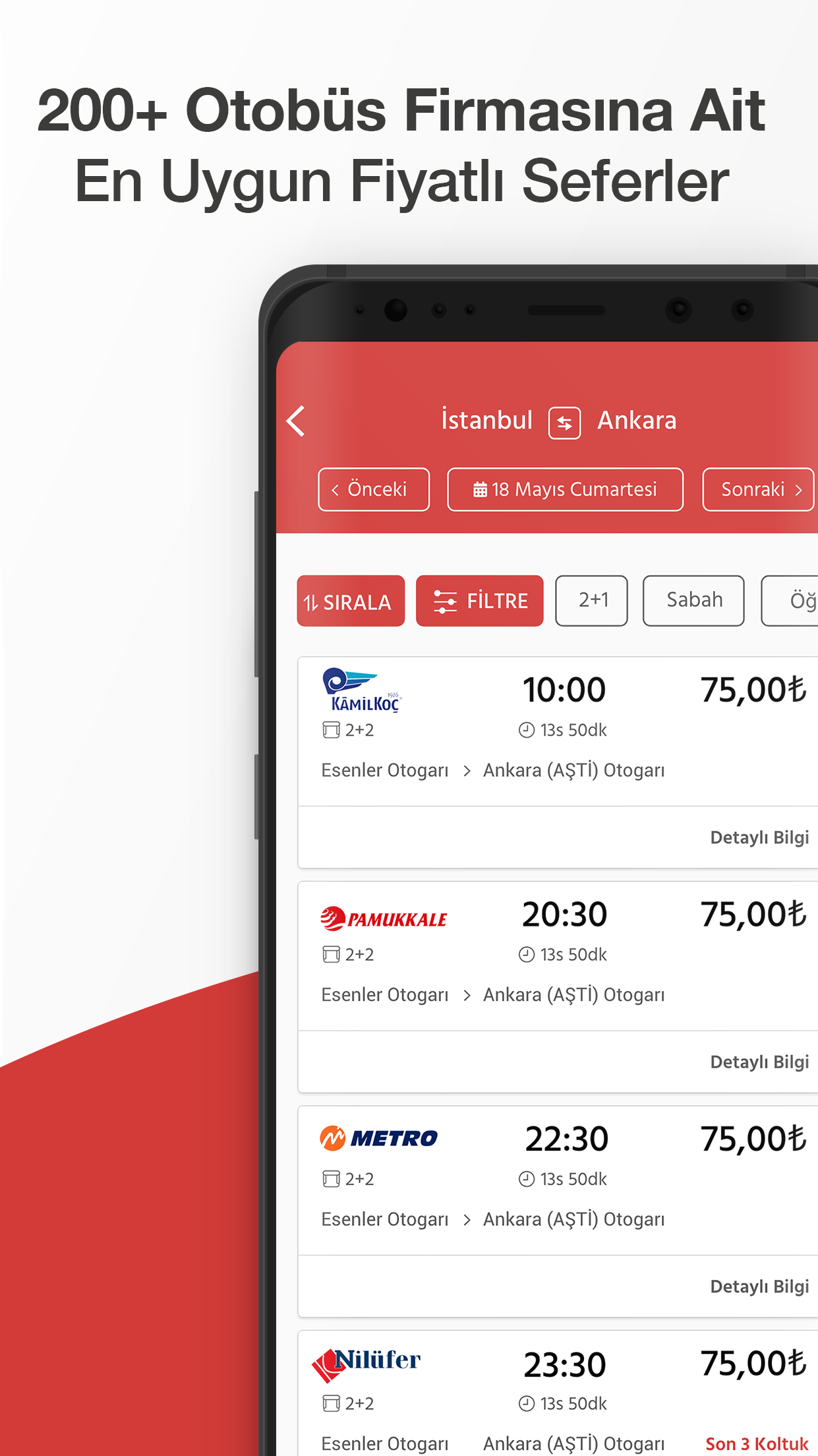 Android application obilet Uçak, Otobüs Bileti screenshort