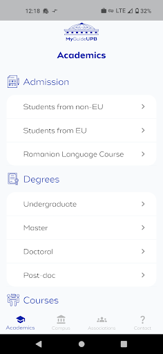 Android application MyGuideUPB screenshort