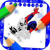Spider super hero coloring man icon