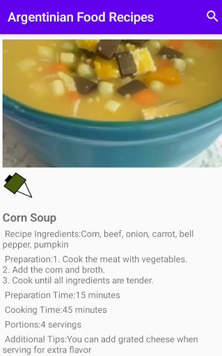 Android application Argentine Food Recipes screenshort