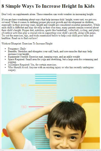 Kids Grow Taller Tips Screen 3