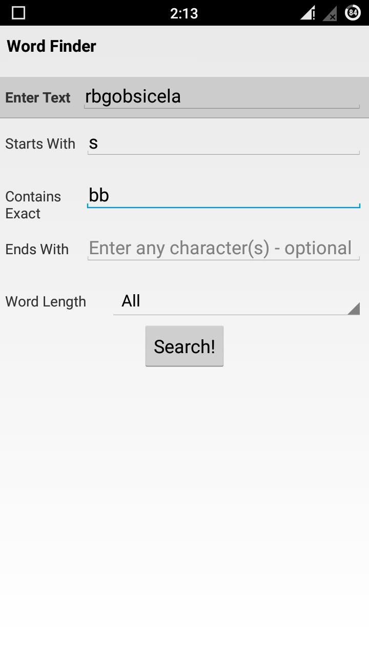 Android application Word Finder Scrabble Solver screenshort