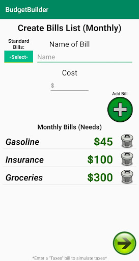 BudgetBuilder Screen 2