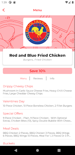 Android application Red & Blue Fried Chicken screenshort