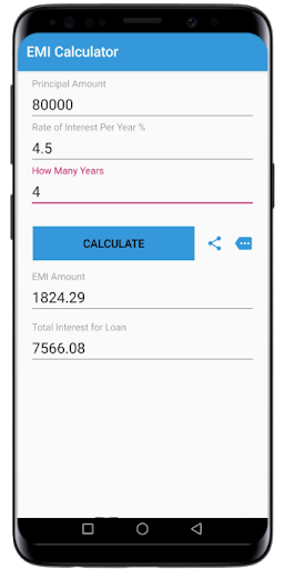 EMI Calculator Screen 2