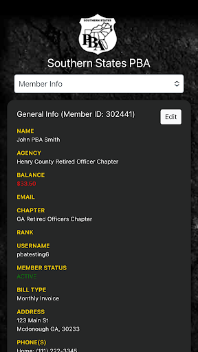 SSPBA Membership Portal Screen 2