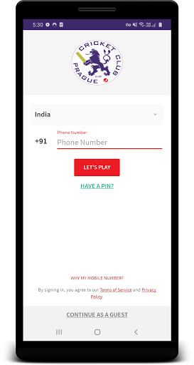 Android application Prague Cricket Club screenshort