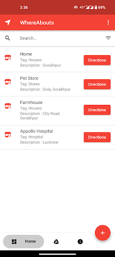 Android application WhereAbouts screenshort