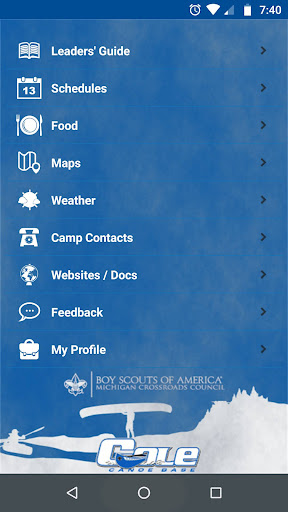 Android application Cole Canoe Base Camp App screenshort