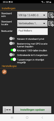 Android application Rittenregistratie screenshort
