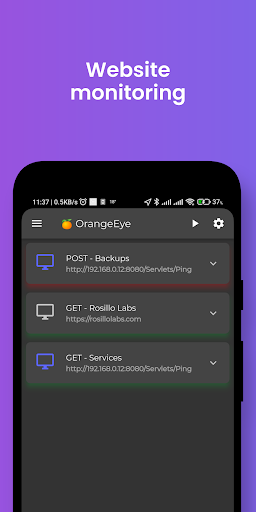 Android application OrangeEye Monitor & API Tester screenshort