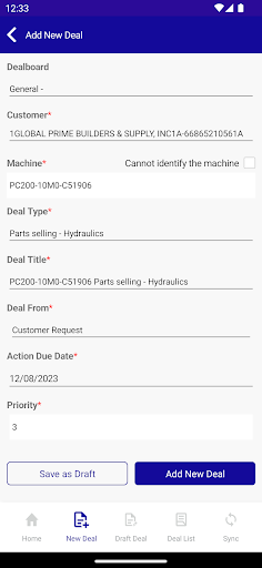 Komatsu Aftersales Support App Screen 2