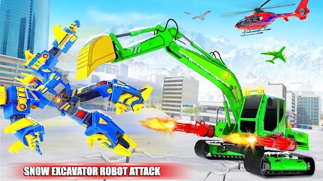 Snow Excavator Robot Car Games