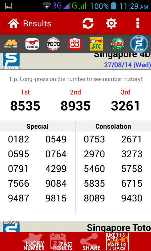 دانلود Live 4D Results ! (MY & SG) 93 Android Apk - com.mobiusx 