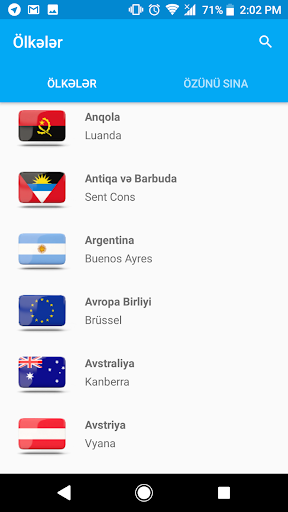 Android application Dünya Ölkələri screenshort