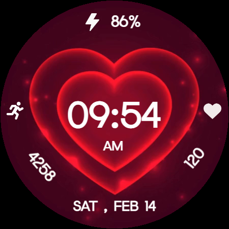3D Valentine Hearts WearOS