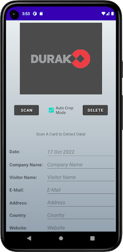 Business Card Scanner Screen 2