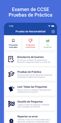 Android application Examen CCSE Nacionalidad screenshort