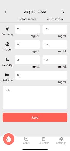 Android application Blood Sugar Notepad screenshort