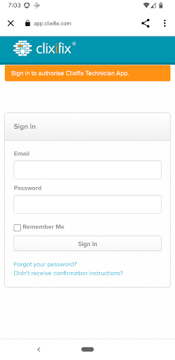 Android application clixifix® Technicians App screenshort
