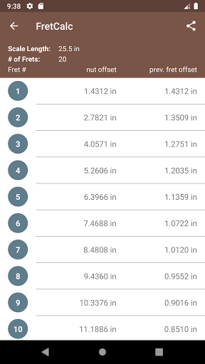 Fret Calculator Screen 2