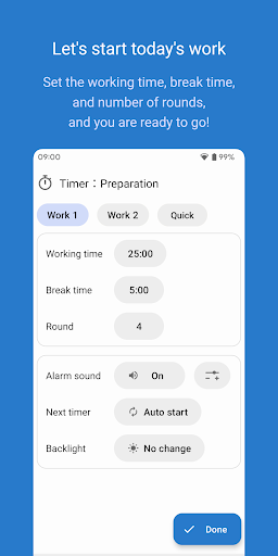 Android application Simple Working Timer screenshort