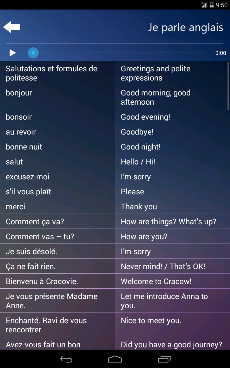 Android application Je Parle ANGLAIS - Apprendre l’anglais Audio cours screenshort