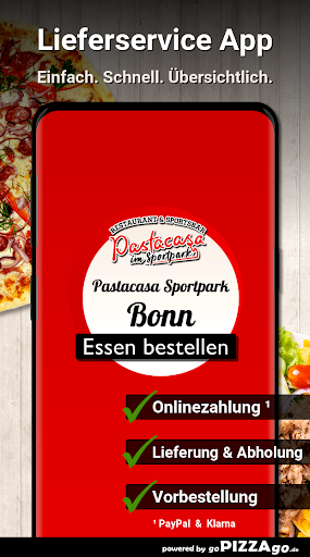 Android application Pastacasa im Sportpark Bonn screenshort