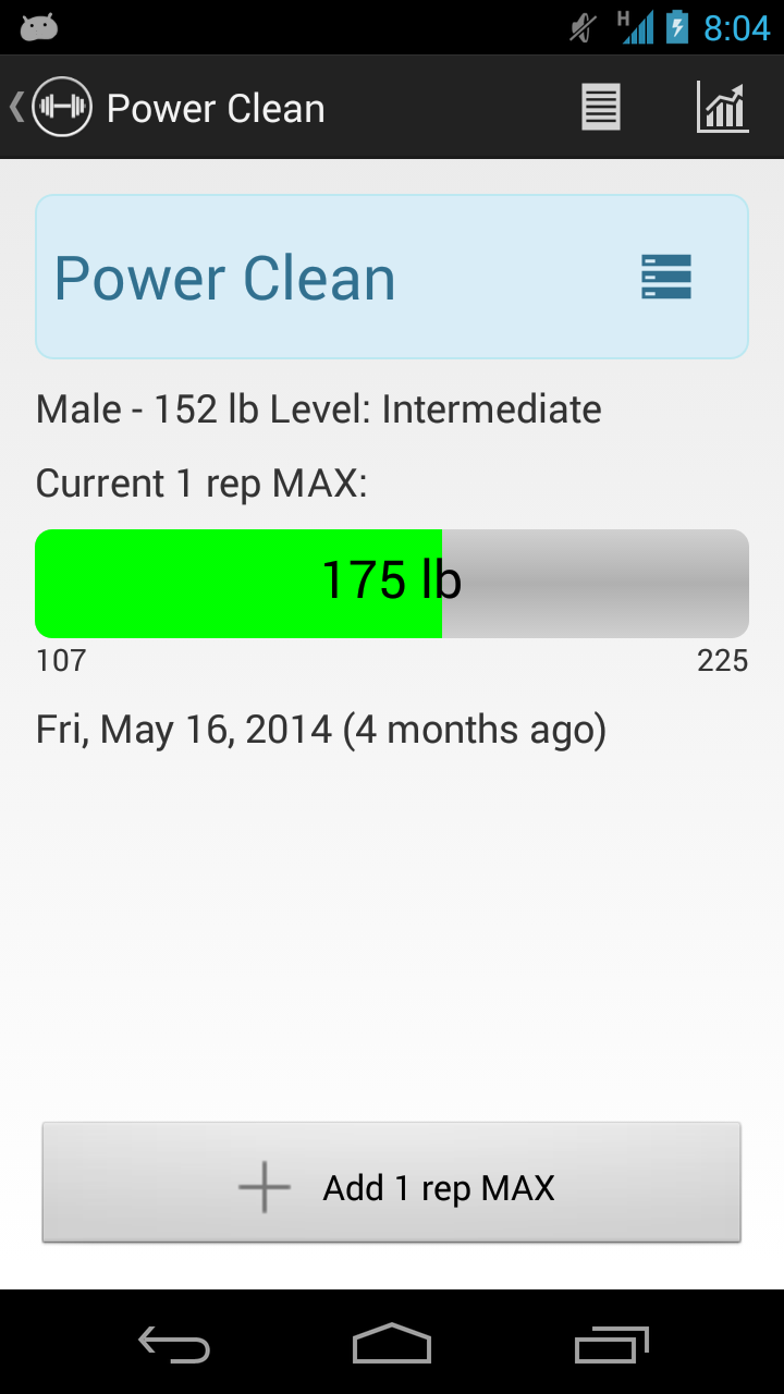 Android application Strength Tracker screenshort