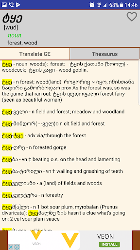 EnGeo Georgian-English Dict Screen 3
