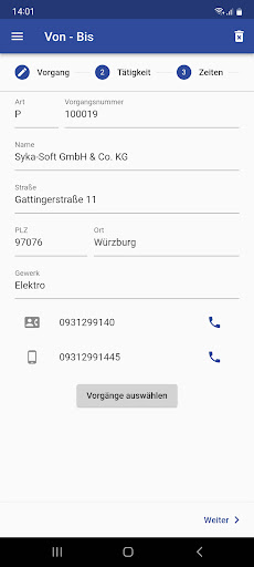 Android application Sykasoft Zeiterfassung screenshort