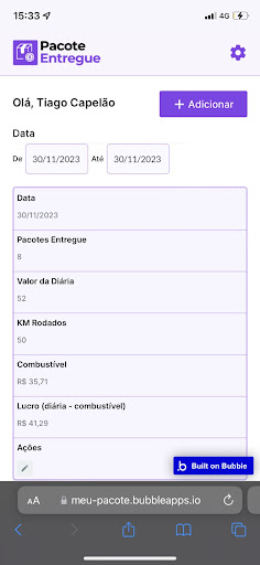 Pacote Entregue Screen 2