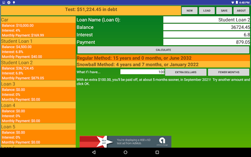 WhenDebt Tablet Version Screen 2