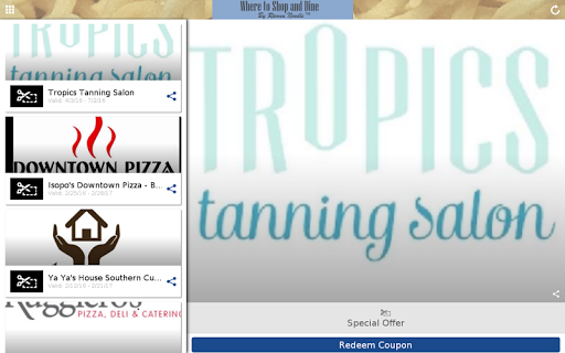 Where to Shop and Dine Screen 3