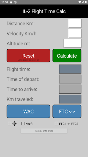Android application IL-2 Calc screenshort