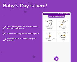 screenshot of Baby's Day: Baby layette list