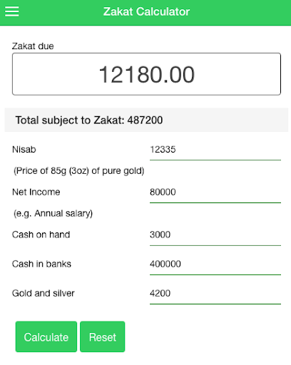 Zakat Calculator Screen 2