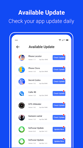 Screenshot of Update Software App: Updates