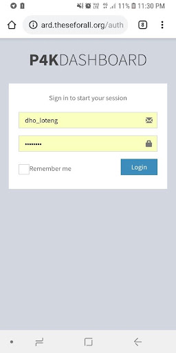 Android application P4K Reporting Dashboard screenshort