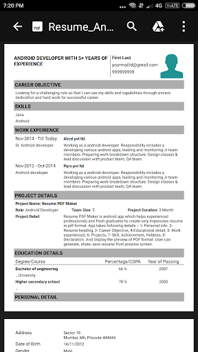 Resume PDF Maker / CV Builder  APK screenshots 1