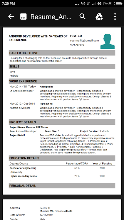 Resume PDF Maker / CV Builder - 1.24 - (Android)