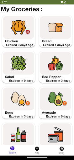 Android application MealMinder screenshort