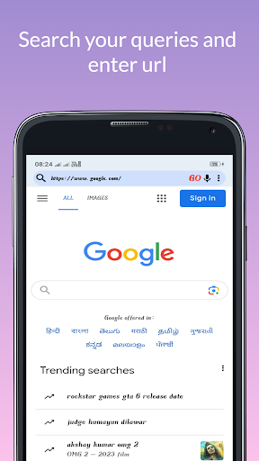Android application Hind browser screenshort
