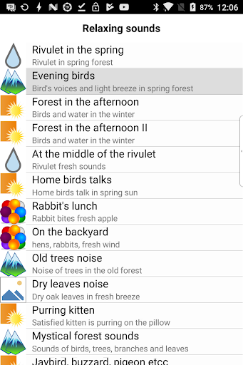 Android application Relaxing Sounds screenshort