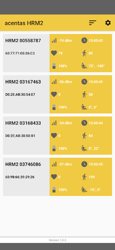 Android application acentas HRM2 screenshort