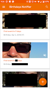 Birthdays Notifier Schermata