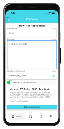 Android application RTI Online Mizoram screenshort